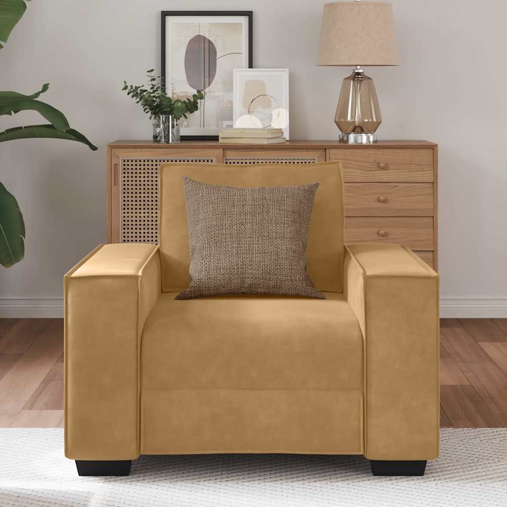 Poltrona 60 cm veludo castanho