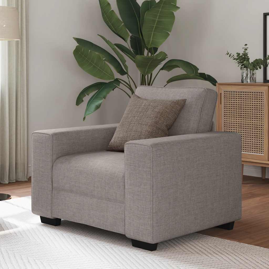 Poltrona tecido 60 cm cinzento-acastanhado