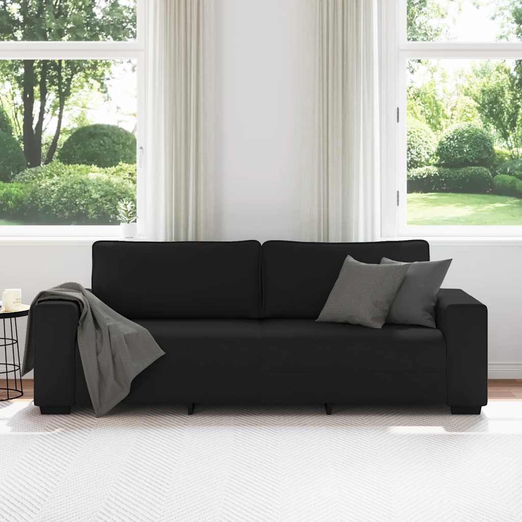 Sofá de 3 lugares tecido 180 cm preto