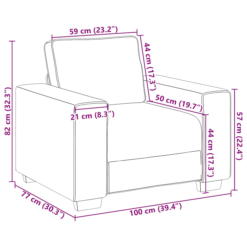 Poltrona 60 cm veludo castanho