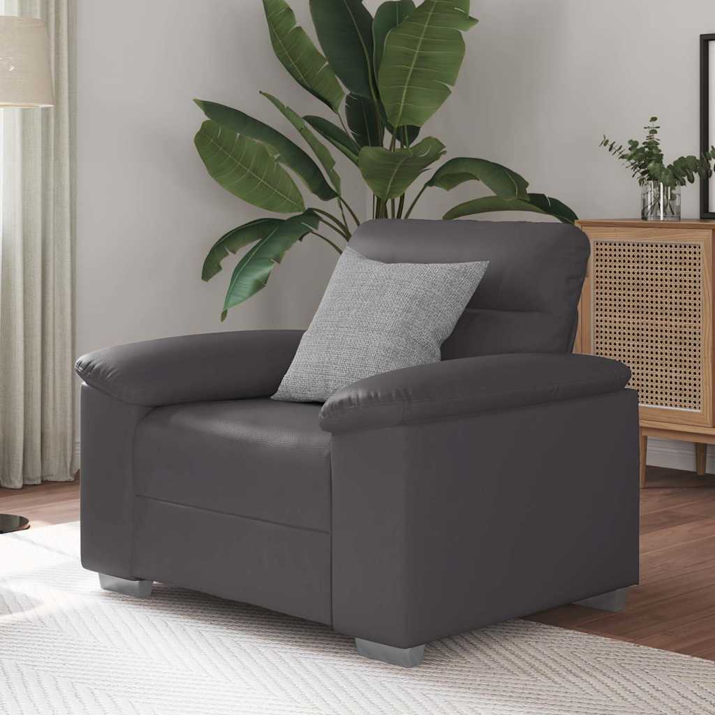 Poltrona 60 cm couro artificial cinzento