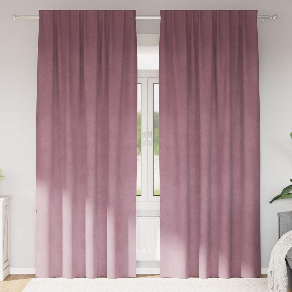 Cortinas com cortinas 2 pcs Rosa Escuro 140 x 260 cm Veludo