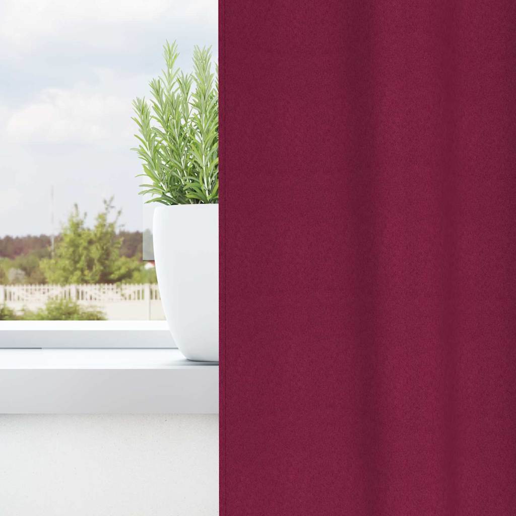 Cortinas Blackout com Argolas 2 pcs Vinho Vermelho 260 x 140 cm