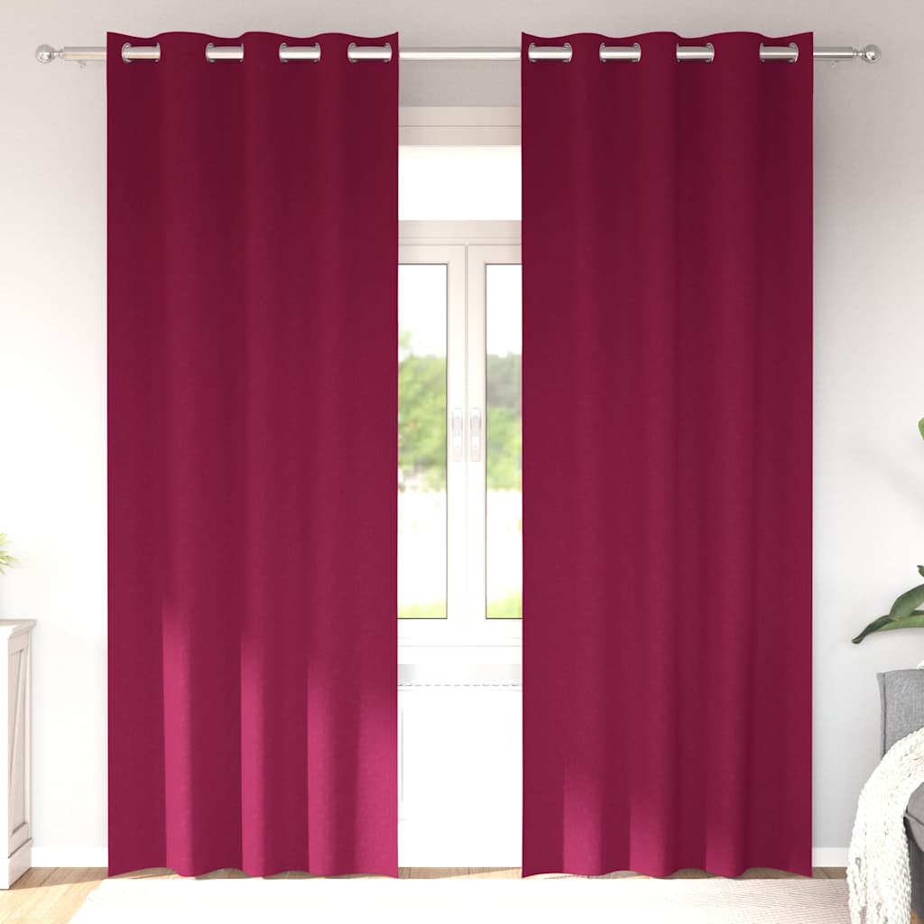 Cortinas Blackout com Argolas 2 pcs Vinho Vermelho 260 x 140 cm