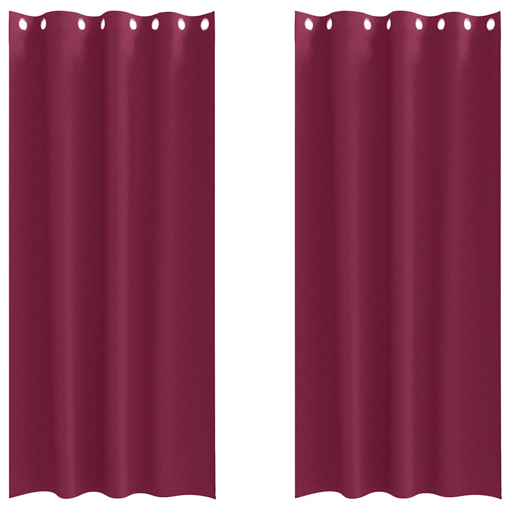 Cortinas Blackout com Argolas 2 pcs Vinho Vermelho 260 x 140 cm