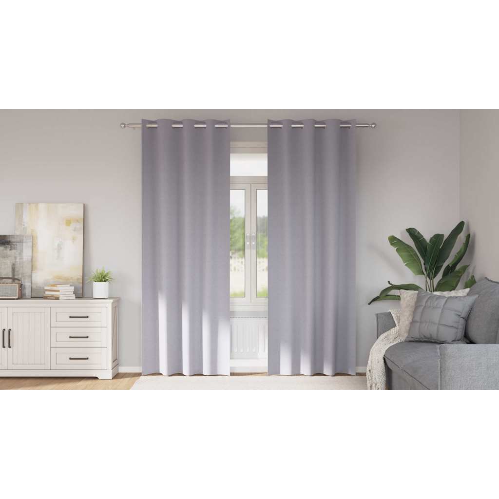 Cortinas Blackout com Argolas 2 pcs Cinza Metálico 245 x 140 cm