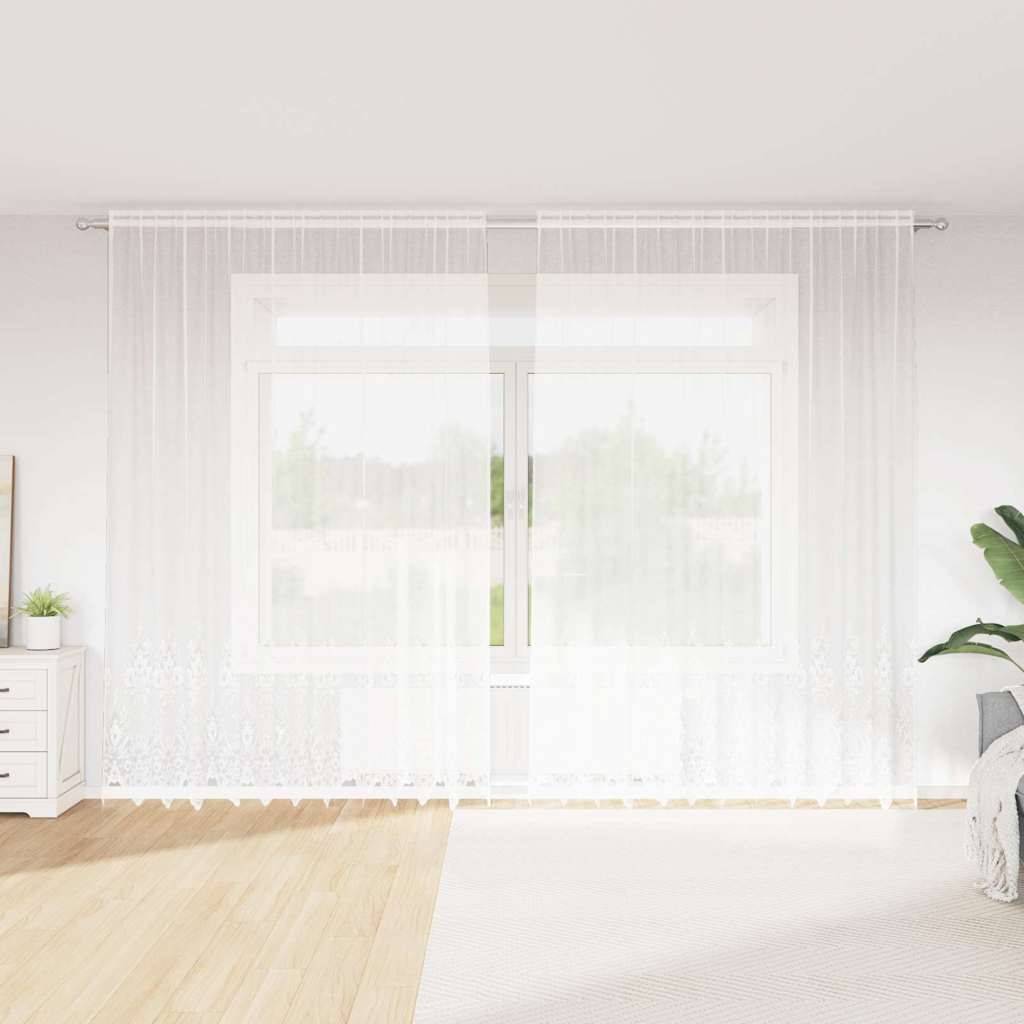 Cortina de Renda com cortinas Branco 500x100cm Poliéster