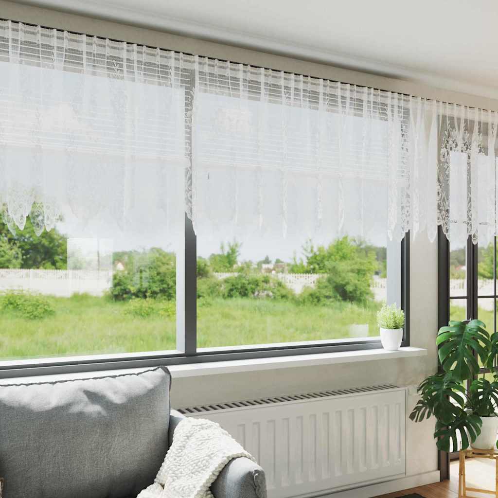 Cortina de Renda com cortinas Branco 500x100cm Poliéster