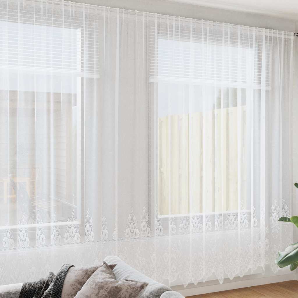 Cortina de Renda com cortinas Branco 500x100cm Poliéster