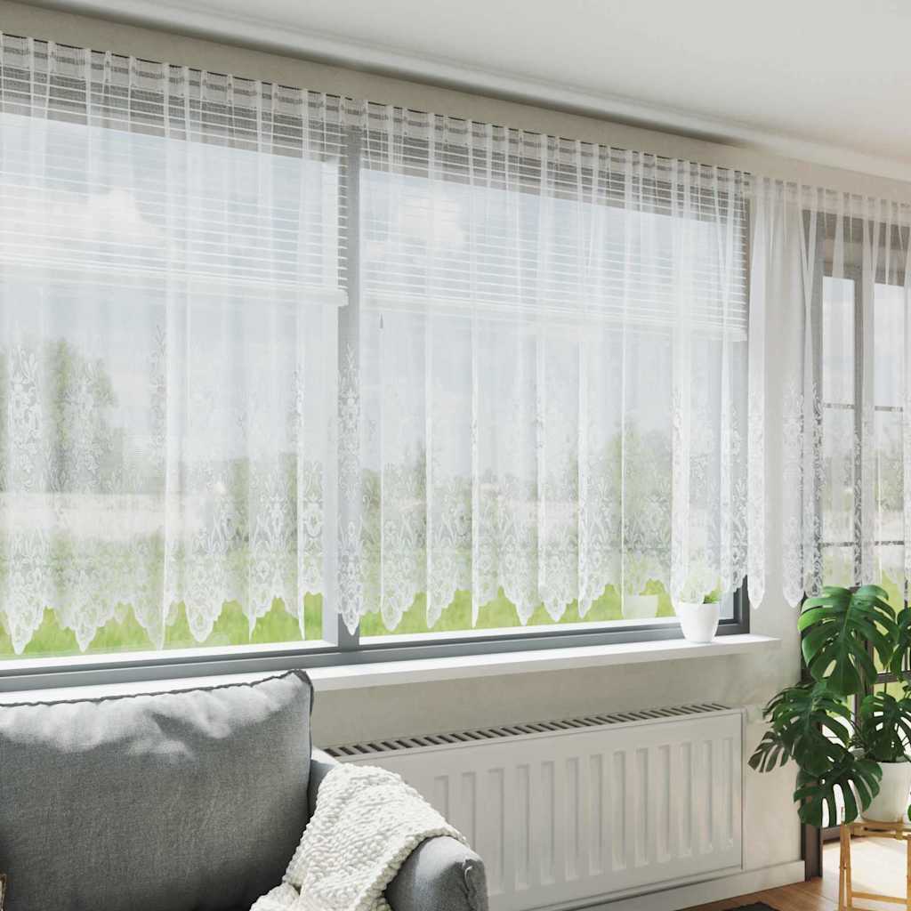 Cortina de Renda com cortinas Branco 500x100cm Poliéster