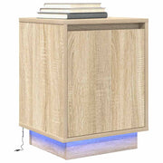Mesa de cabeceira com luzes LED 38x34x50 cm carvalho sonoma