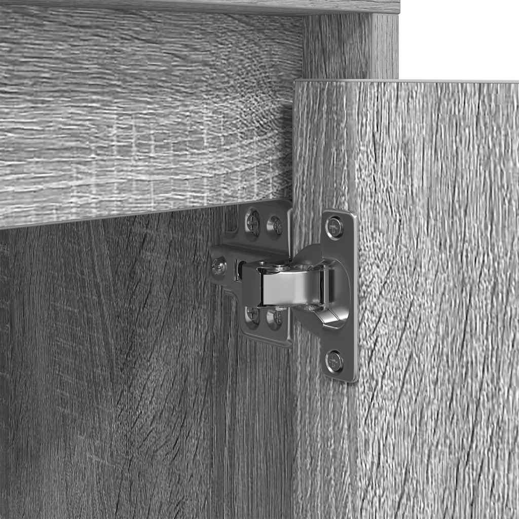 Mesas cabeceira c/ luzes LED 2 pcs 38x34x50 cm cinzento-sonoma