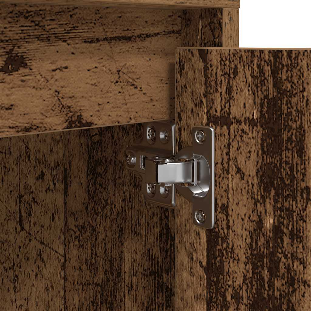 Mesas cabeceira c/ luzes LED 2 pcs 38x34x50 cm madeira velha