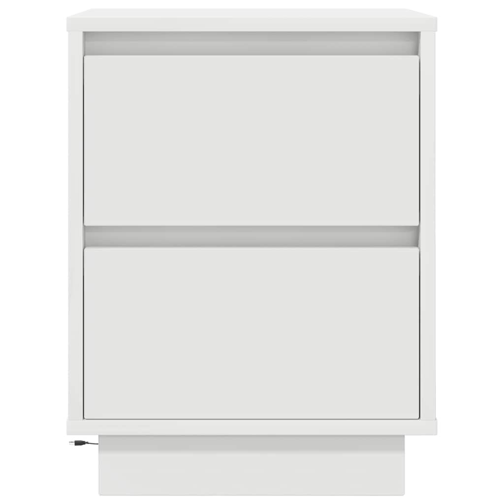 Mesas cabeceira c/ luzes LED 2 pcs 38x34x50 cm branco