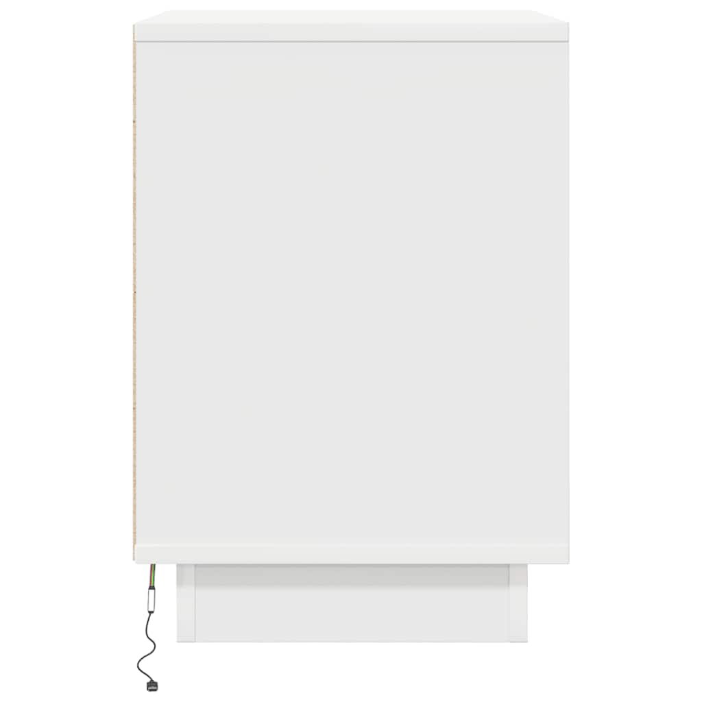 Mesas cabeceira c/ luzes LED 2 pcs 38x34x50 cm branco