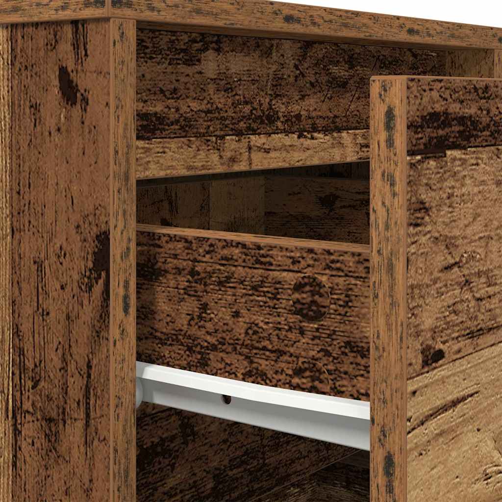 Mesas cabeceira c/ luzes LED 2 pcs 38x34x50 cm madeira velha