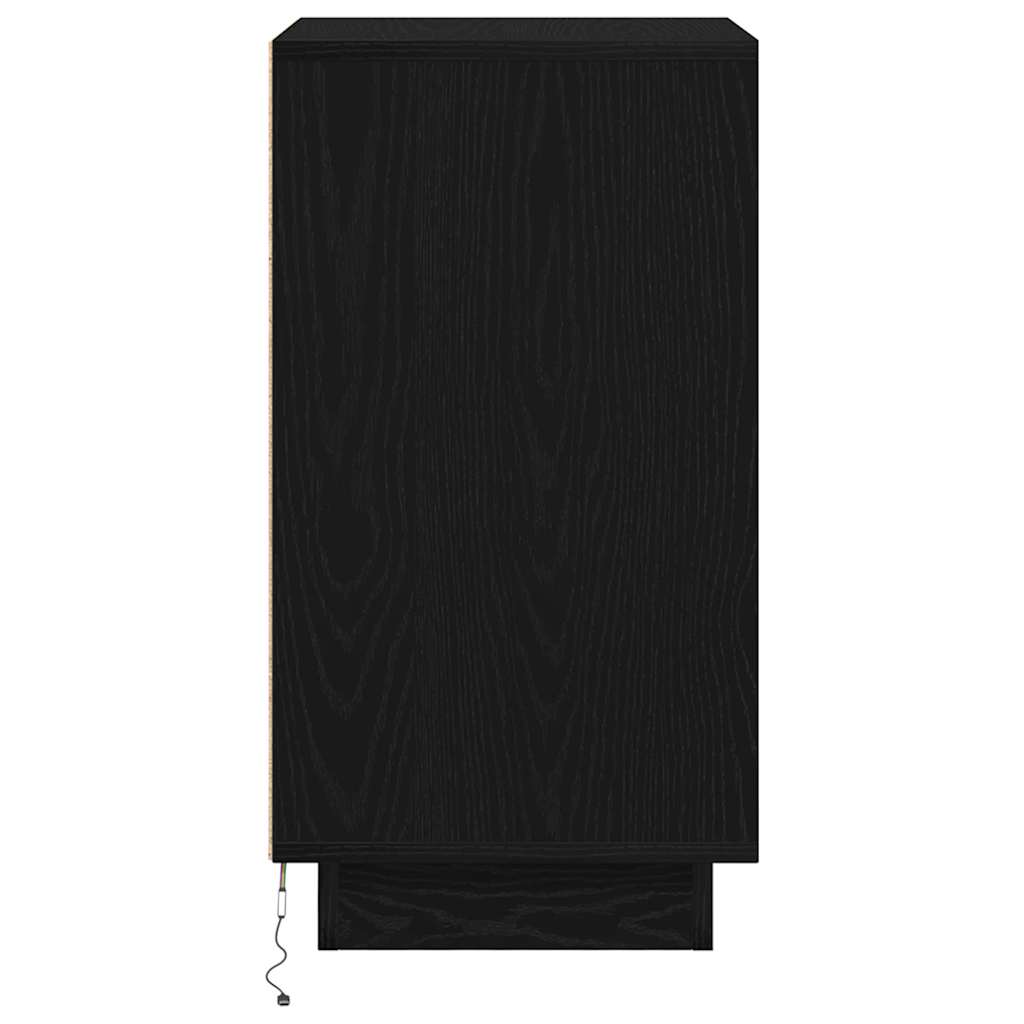 Mesa de cabeceira com luzes LED 38x34x65 cm preto
