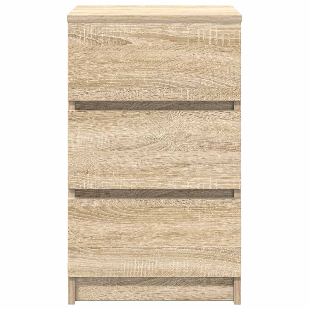 Mesa de cabeceira com 3 gavetas 39x35x65 cm carvalho sonoma