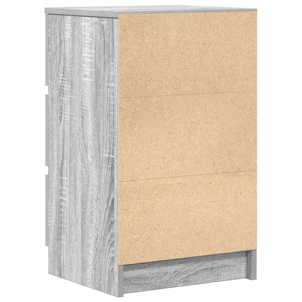 Mesa de cabeceira com 3 gavetas 39x35x65 cm sonoma cinzento