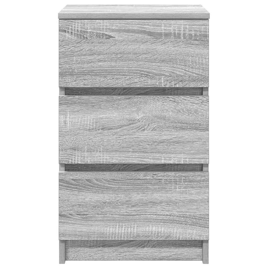 Mesas de cabeceira 3 gavetas 2 pcs 39x35x65cm sonoma cinzento
