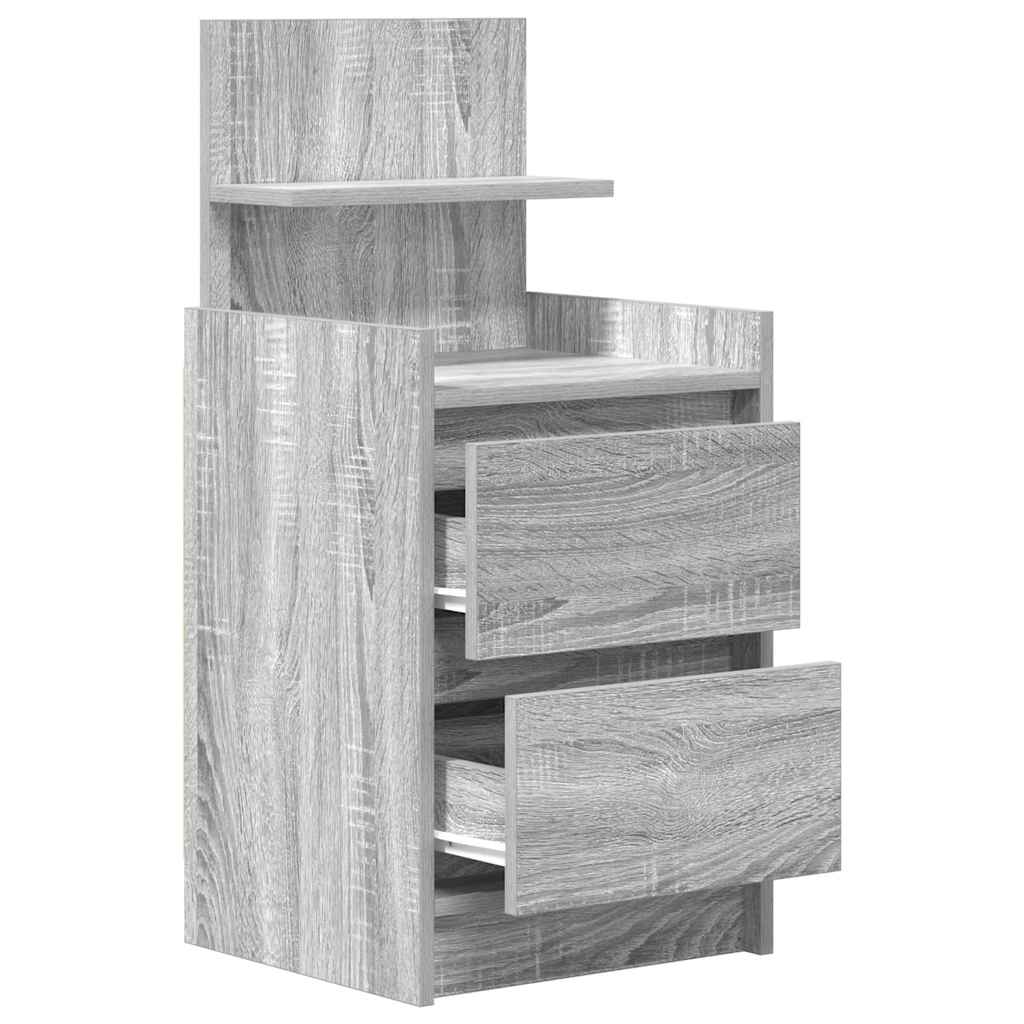 Mesa de cabeceira com 2 gavetas 38x34x80 cm sonoma cinzento