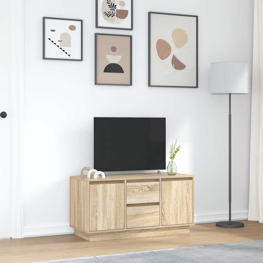 Móvel de TV com luzes LED 100x41x50 cm carvalho sonoma