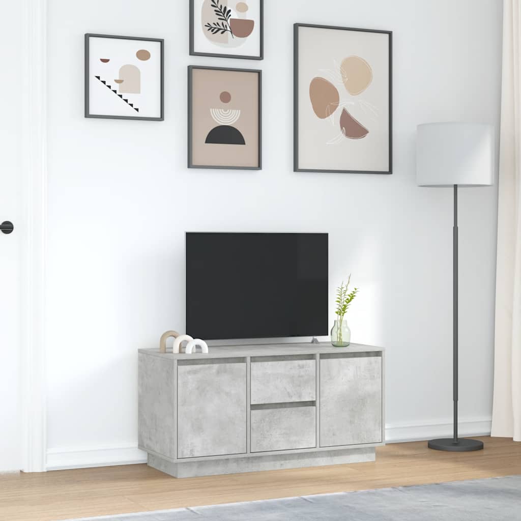 Móvel de TV com luzes LED 100x41x50 cm cinzento cimento