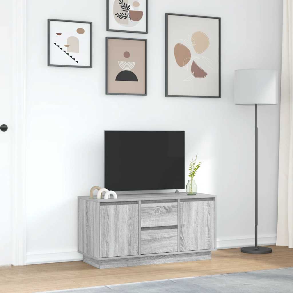 Móvel de TV com luzes LED 100x41x50 cm cinzento sonoma
