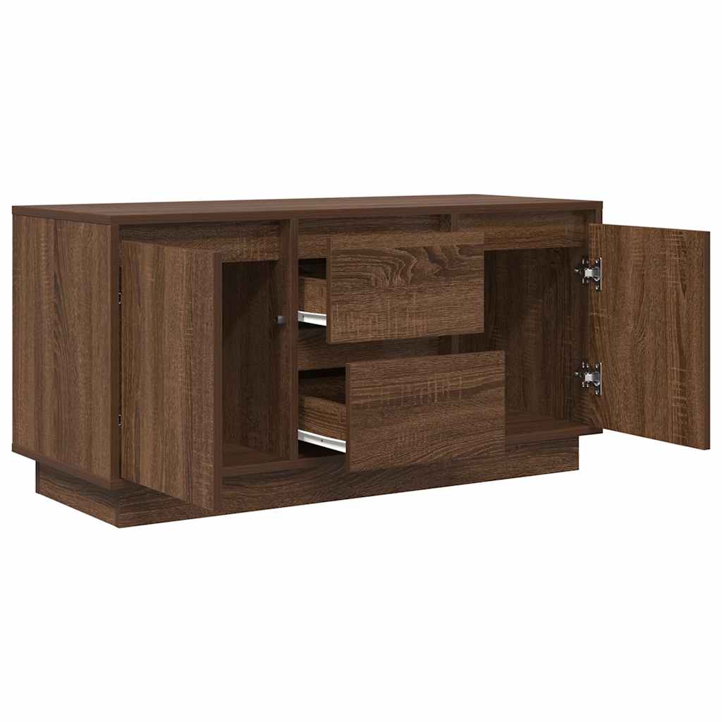 Móvel de TV com luzes LED 100x41x50 cm carvalho castanho