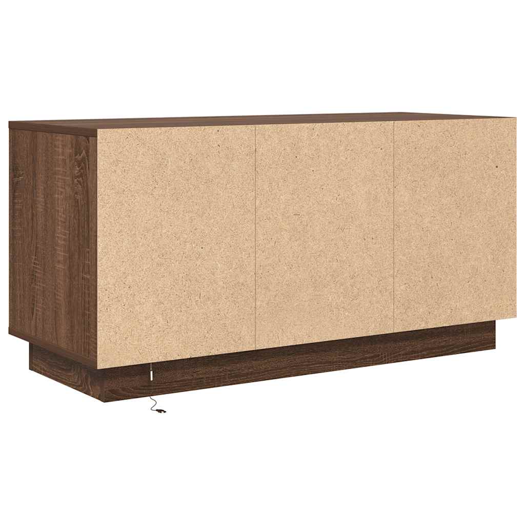 Móvel de TV com luzes LED 100x41x50 cm carvalho castanho