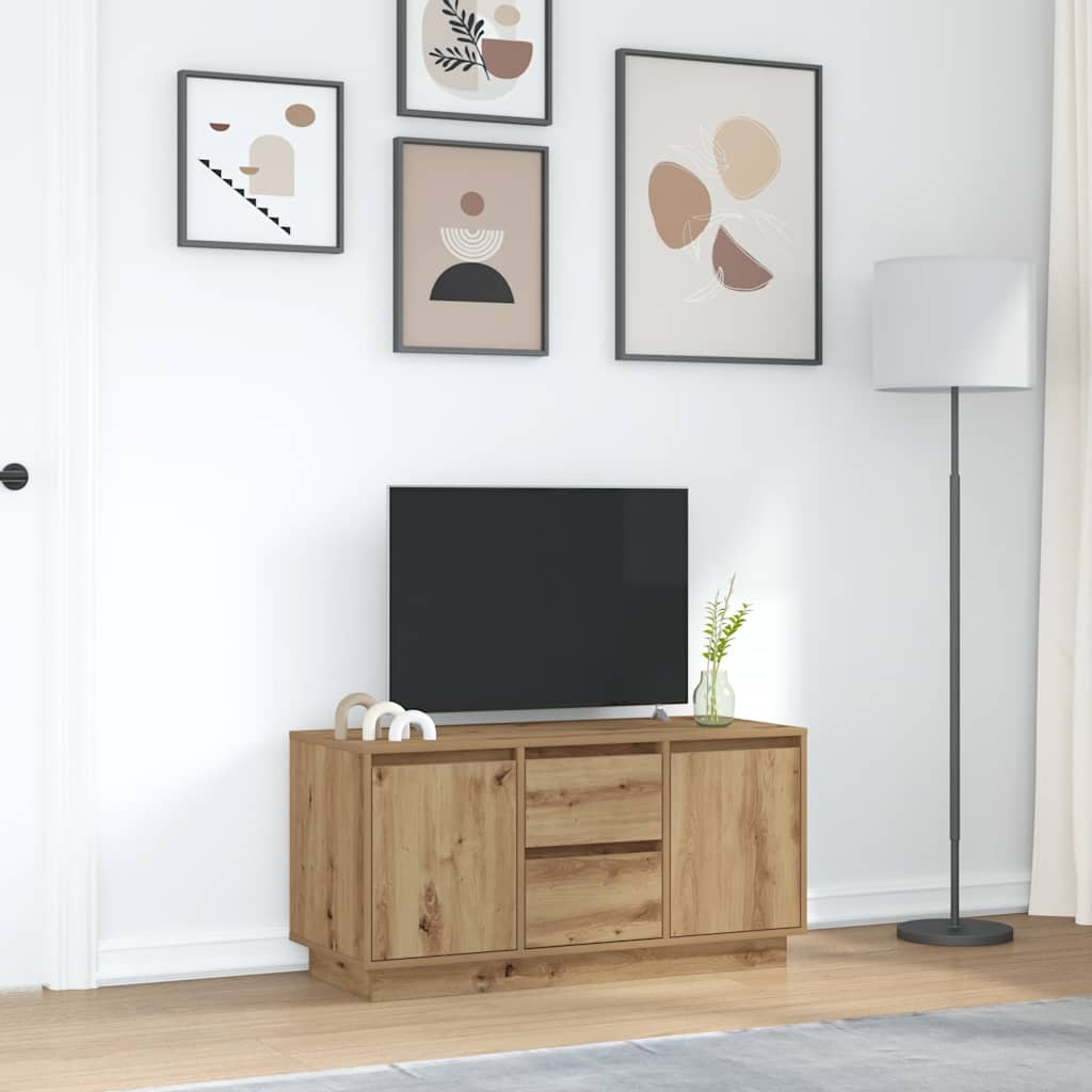 Móvel de TV com luzes LED 100x41x50 cm carvalho artisiano
