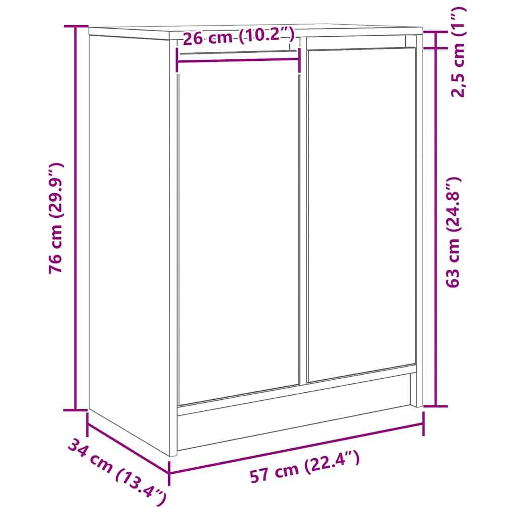Aparador 57x34x76 cm derivados de madeira carvalho preto