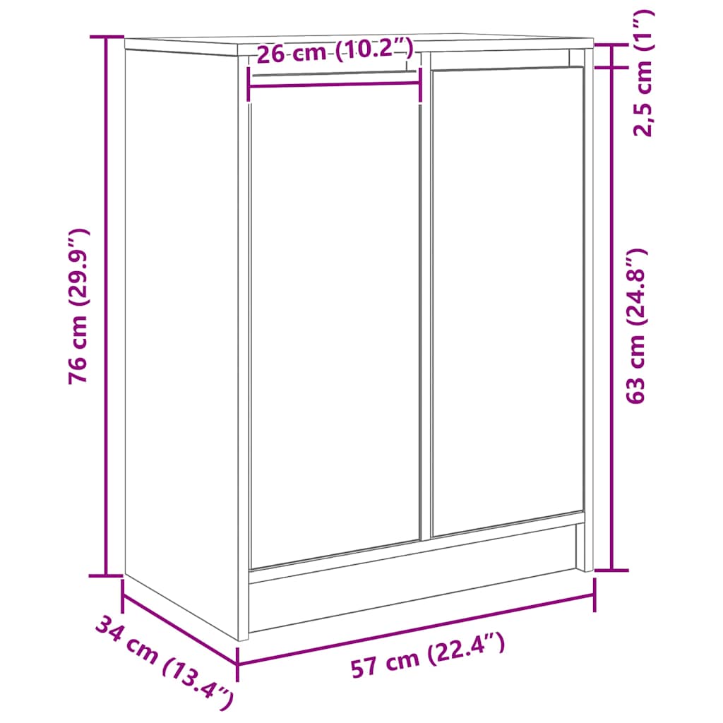 Aparador 57x34x76 cm derivados de madeira cinza cimento
