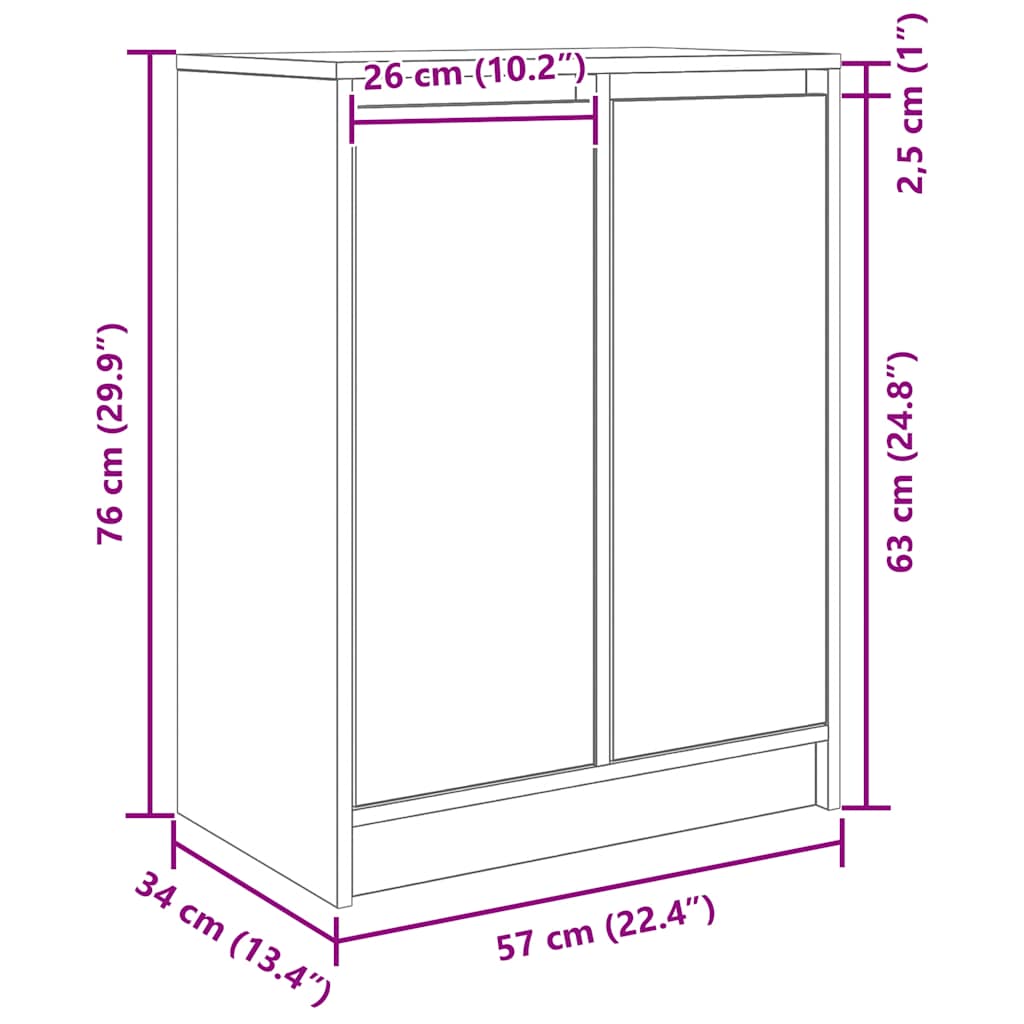Aparador 57x34x76 cm derivados de madeira cinzento sonoma