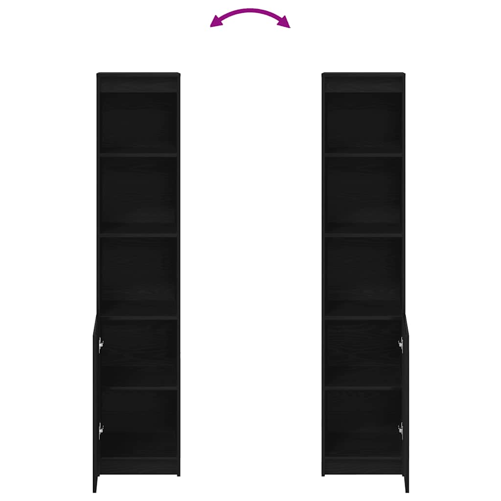 Aparador alto 37,5x35x180cm derivados de madeira carvalho preto