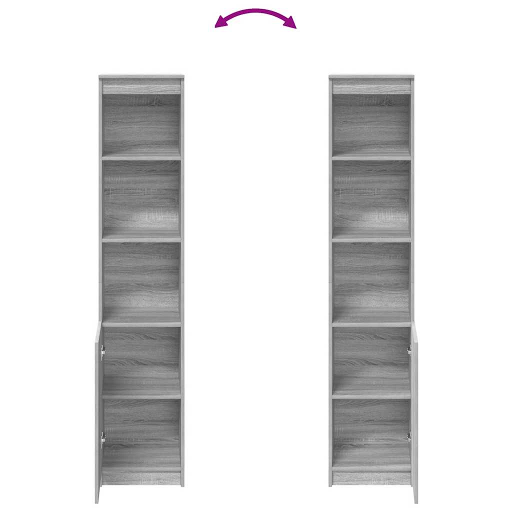 Aparador alto 37,5x35x180 cm derivados madeira sonoma cinzento
