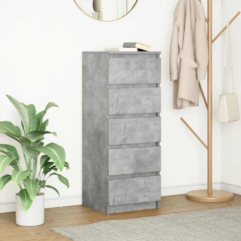 Aparador com gavetas derivados de madeira cinza cimento