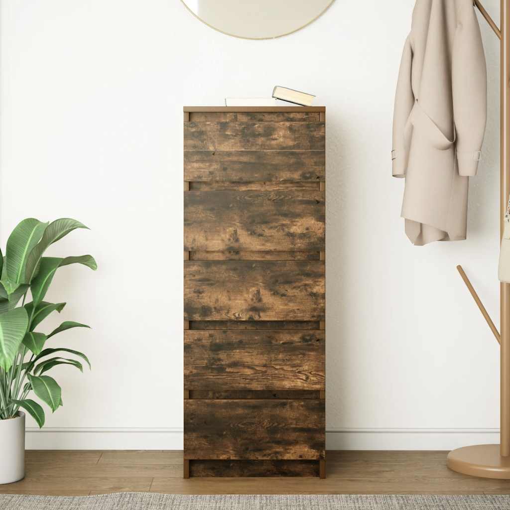 Aparador com gavetas derivados de madeira carvalho fumado