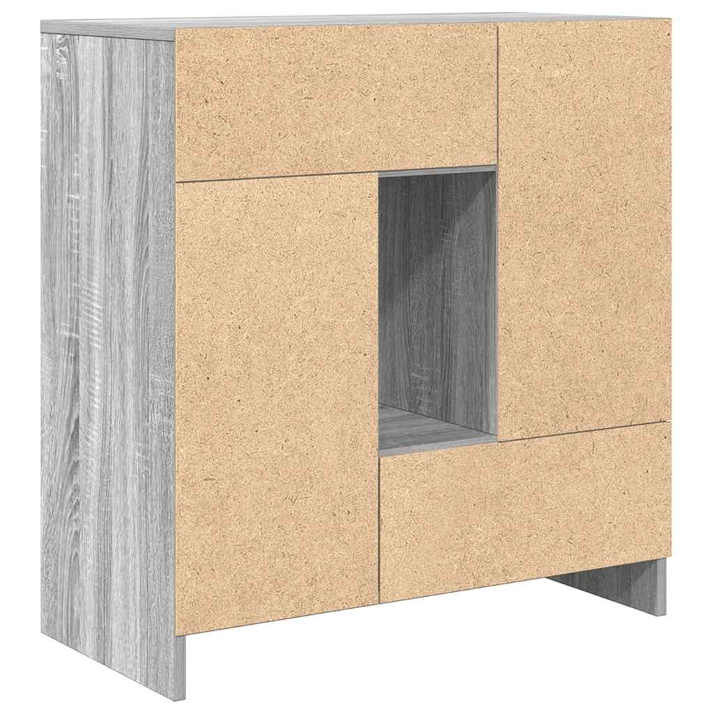 Aparador c/ gavetas e portas 70,5x34x74,5 cm sonoma cinzento