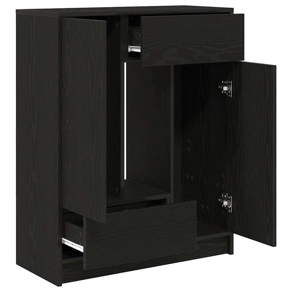 Aparador c/ gavetas e portas 73x31x90 cm carvalho preto