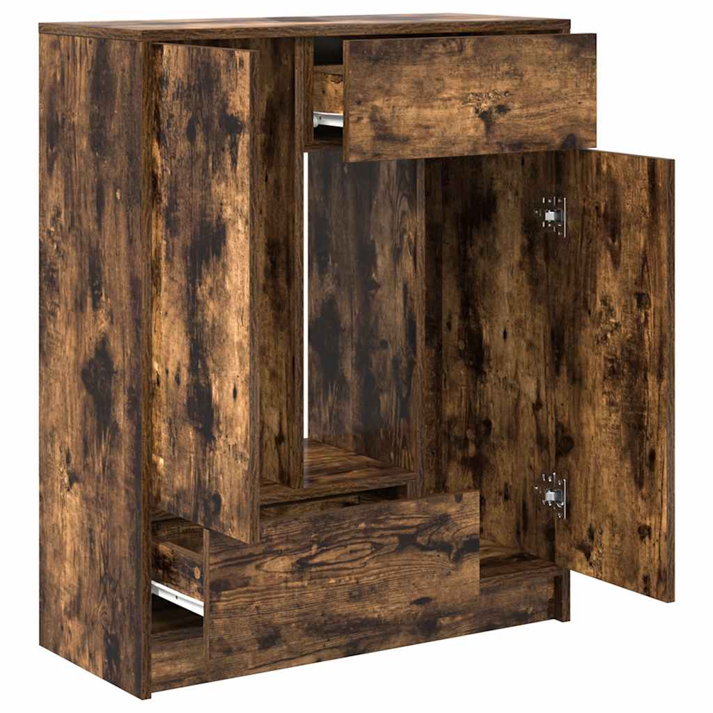 Aparador c/ gavetas e portas 73x31x90 cm carvalho fumado