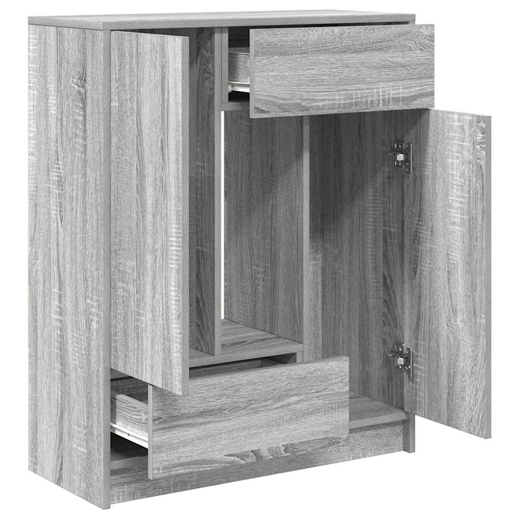 Aparador c/ gavetas e portas 73x31x90 cm sonoma cinzento