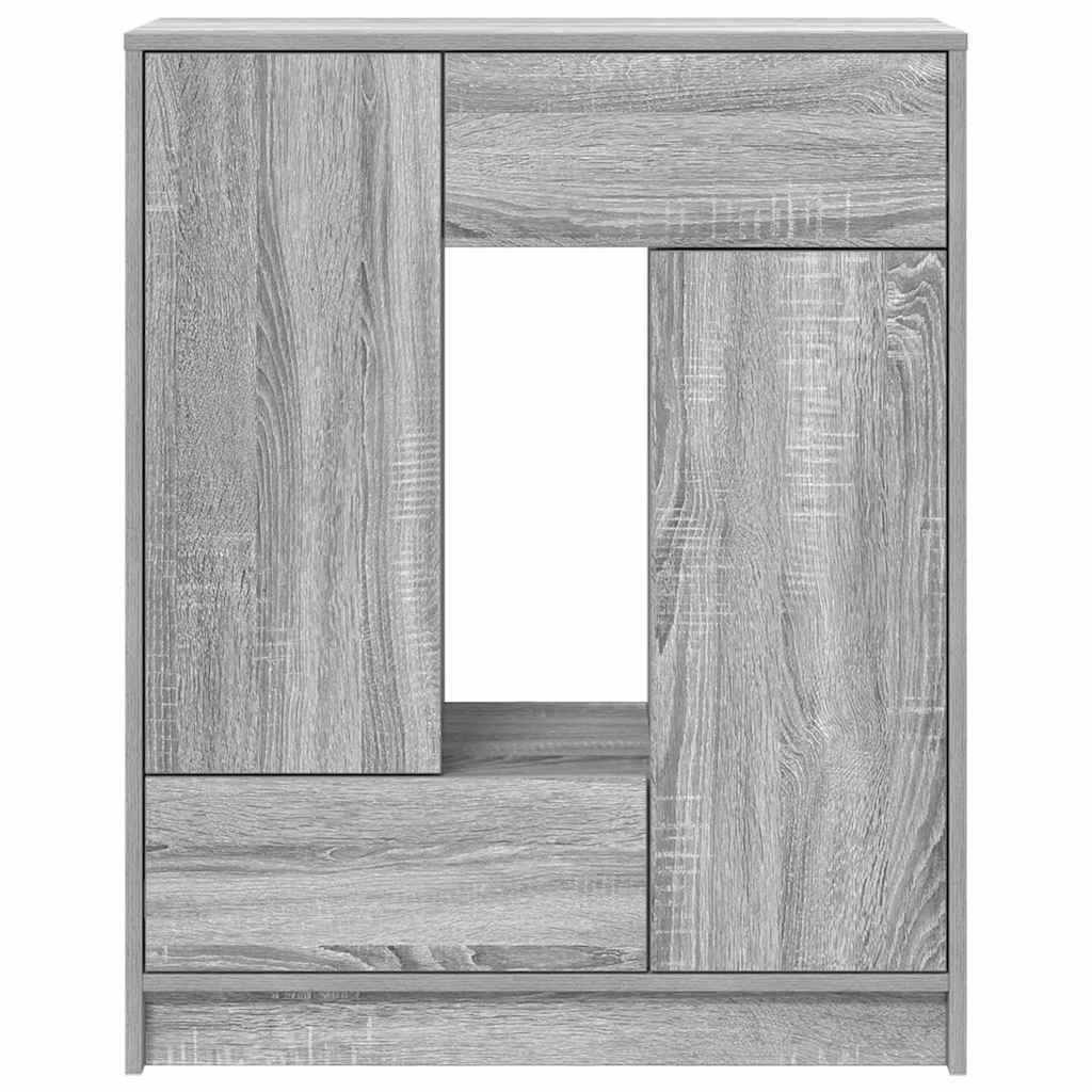 Aparador c/ gavetas e portas 73x31x90 cm sonoma cinzento