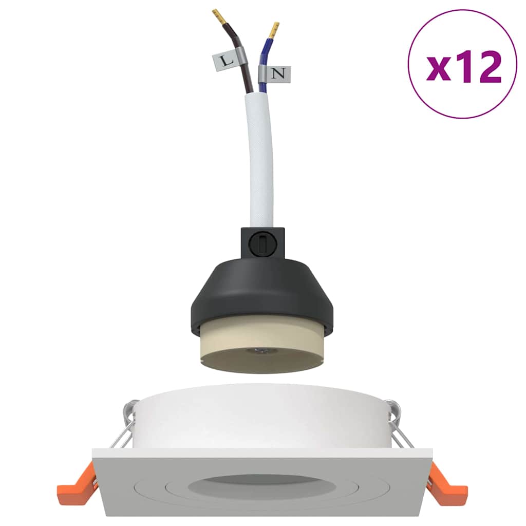 Spotlights com holofotes 12 pcs Branco 9 x 9 x cm Alumínio