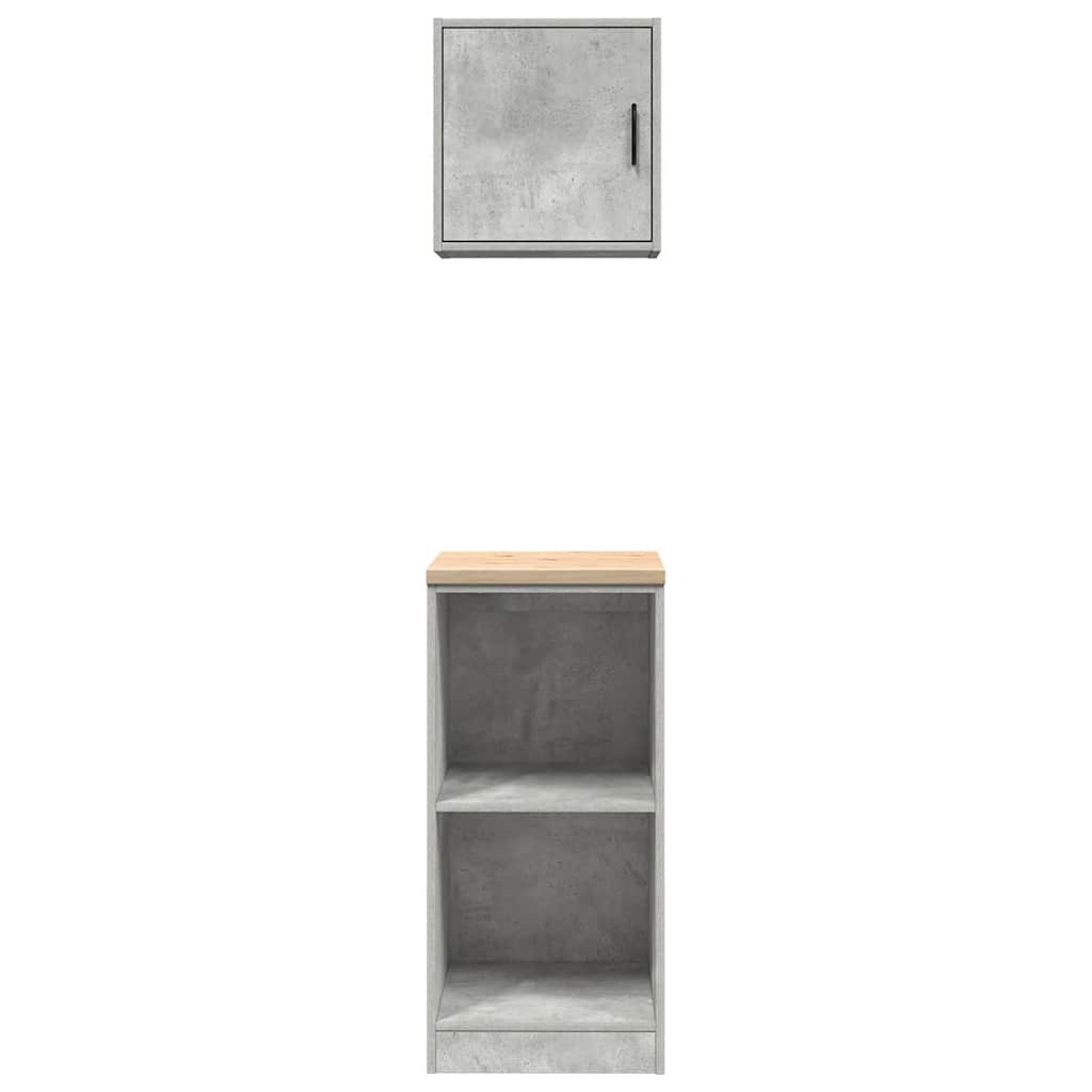 Armários de garagem 2 pcs madeira processada cinzento-cimento