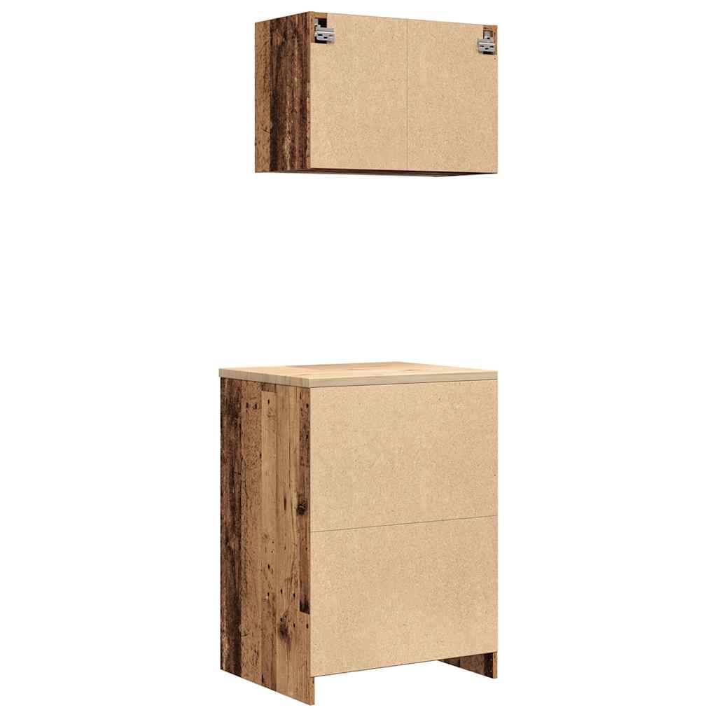 Armários de garagem 2 pcs derivados de madeira madeira velha