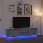Móvel de TV com luzes LED 193,5x41x50 cm cinzento sonoma