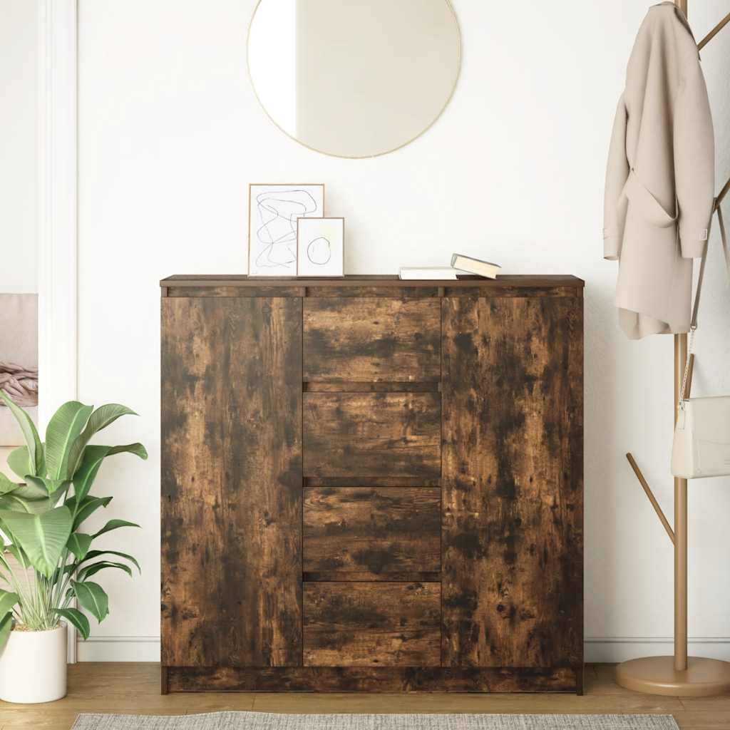 Aparador com gavetas derivados de madeira carvalho fumado