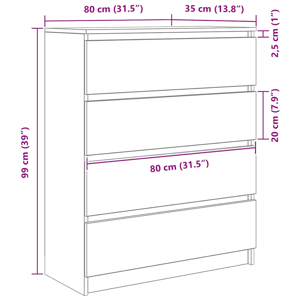 Aparador 80x35x99 cm derivados de madeira branco