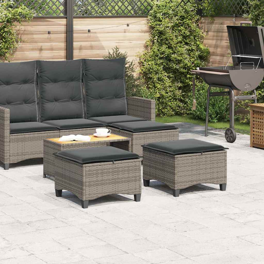 Bancos jardim com almofadas 2 unid 55x55x36 cm vime PE cinzento
